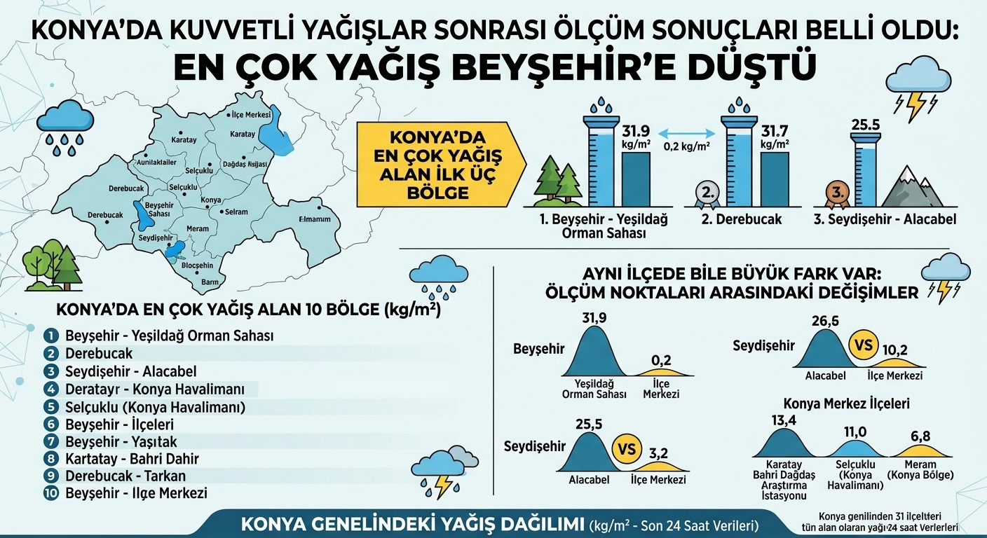 KONYA'DA YAĞIŞ REKORU BEYŞEHİR VE DEREBUCAK'TA: İLÇE MERKEZLERİ İLE YAYLALAR ARASINDA UÇURUM VAR!