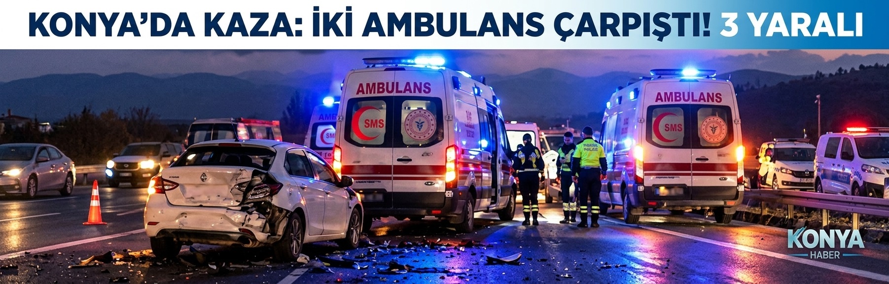 Konya’da Zincirleme Kaza: İki Ambulans Karıştı, 3 Sağlık Görevlisi Yaralandı