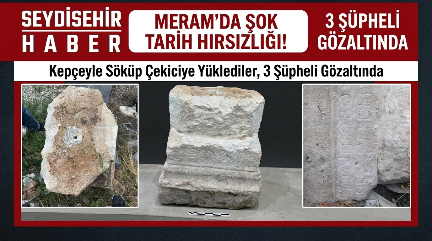 Roma Dönemi Heykel Kaidesini Kepçeyle Çaldılar: Meram'da Akılalmaz Tarih Hırsızlığı!