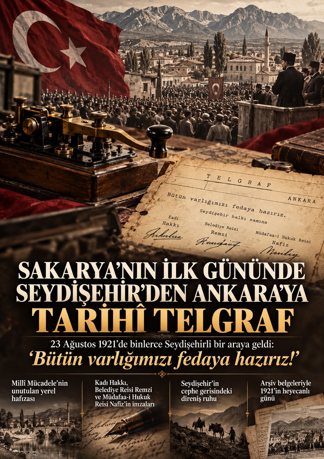 SAKARYA SAVAŞI’NIN İLK GÜNÜNDE SEYDİŞEHİR’DEN ANKARA’YA TARİHÎ TELGRAF