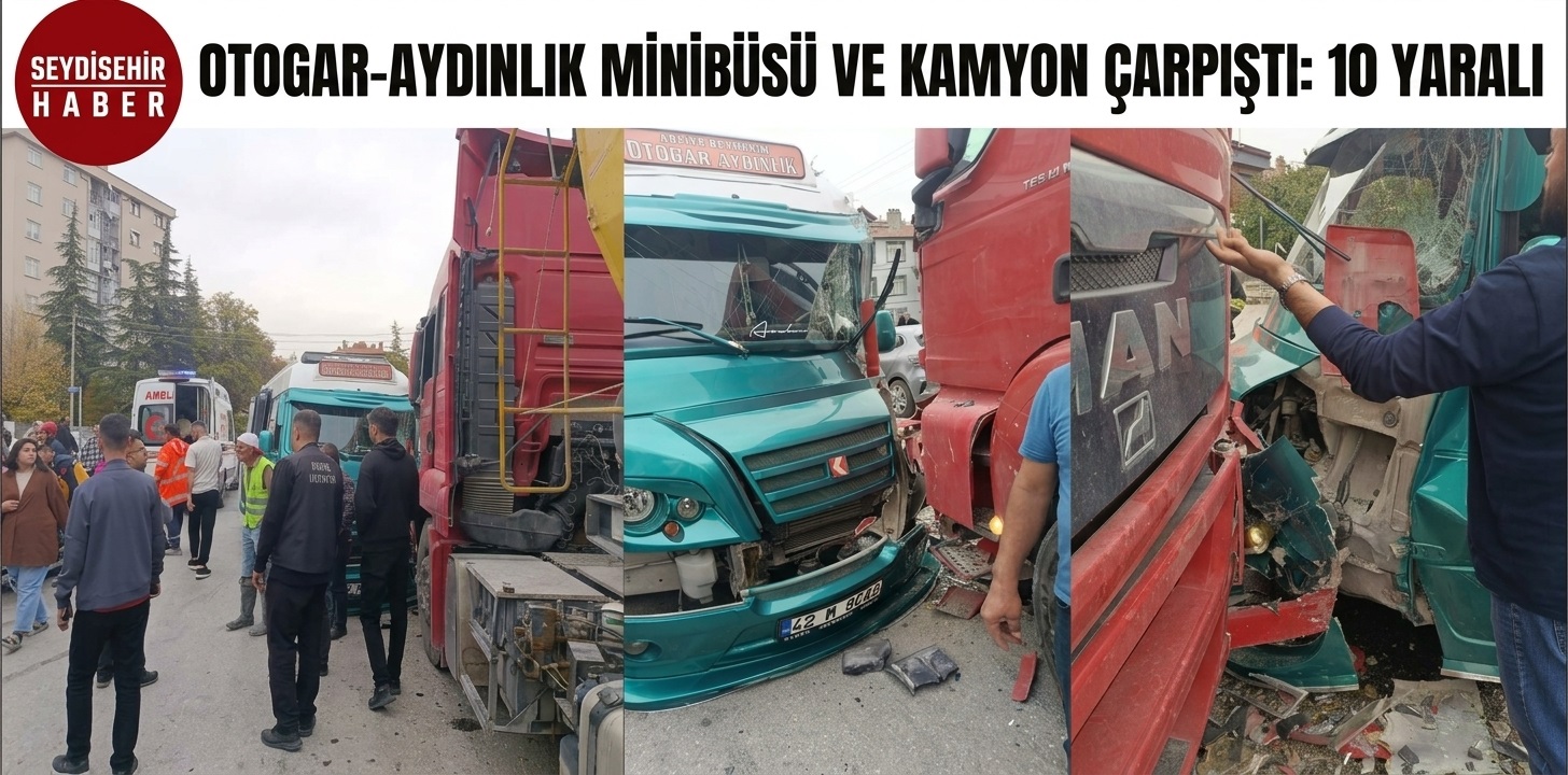 Konya'da Hafriyat Kamyonu ile Minibüs Çarpıştı: 10 Yaralı