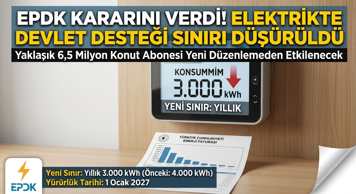 EPDK'dan Elektrikte Devlet Desteği Sınırı Kararı: 6,5 Milyon Abone Etkilenecek