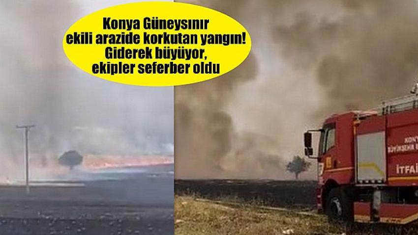 Konya’da ekili arazide korkutan yangın! Giderek büyüyor, ekipler seferber oldu